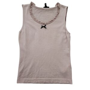 Escada Sleeveless Top Womens M Tank Pink Wool Bow Preppy Quiet Luxury Coquette